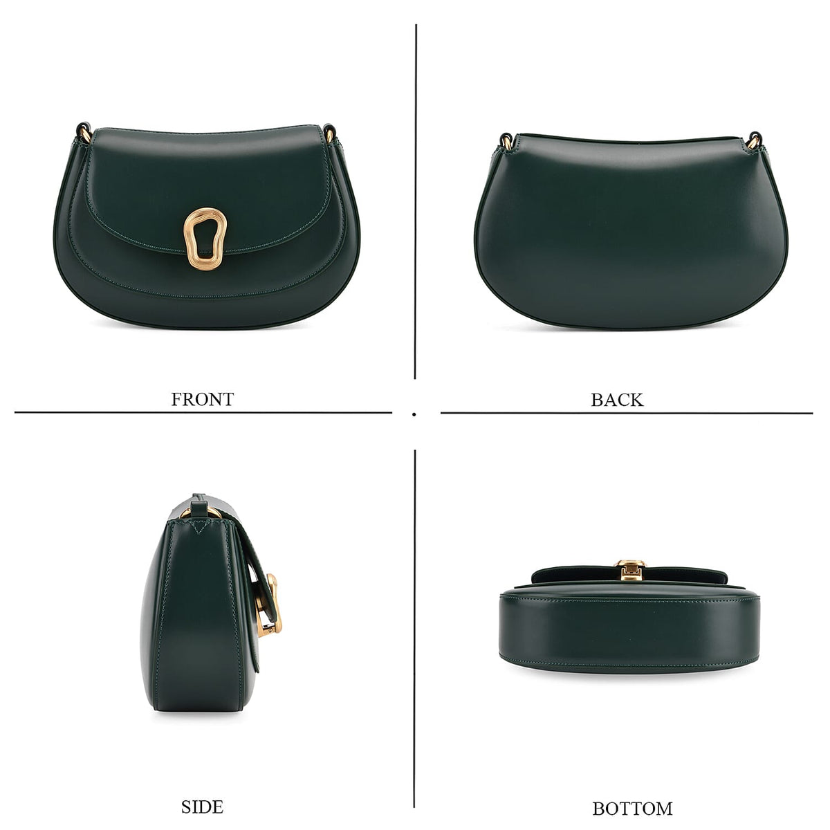 Grand Pelle Genuine Leather Saddle Crossbody Bag - Dark Green V32659153 5