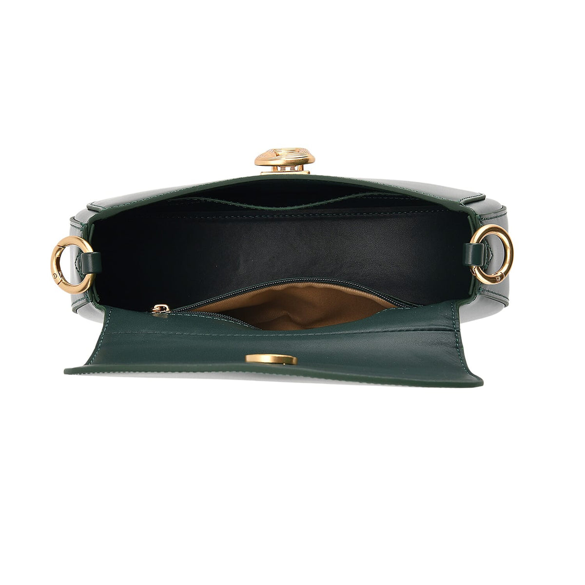 Grand Pelle Genuine Leather Saddle Crossbody Bag - Dark Green V32659153 7