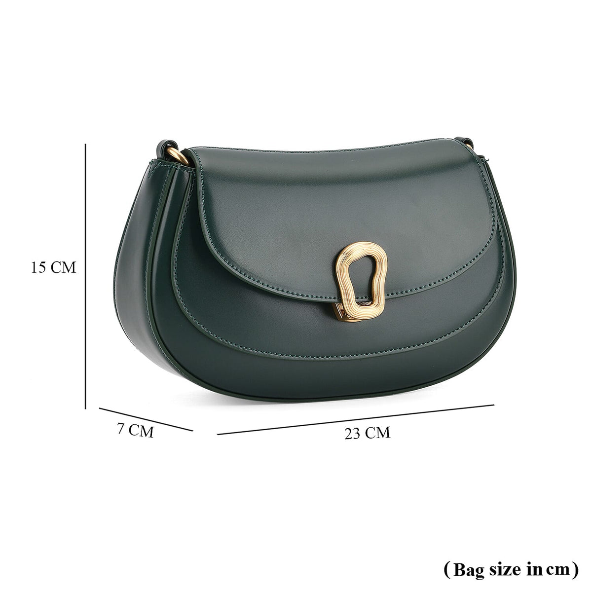 Grand Pelle Genuine Leather Saddle Crossbody Bag - Dark Green V32659153 8