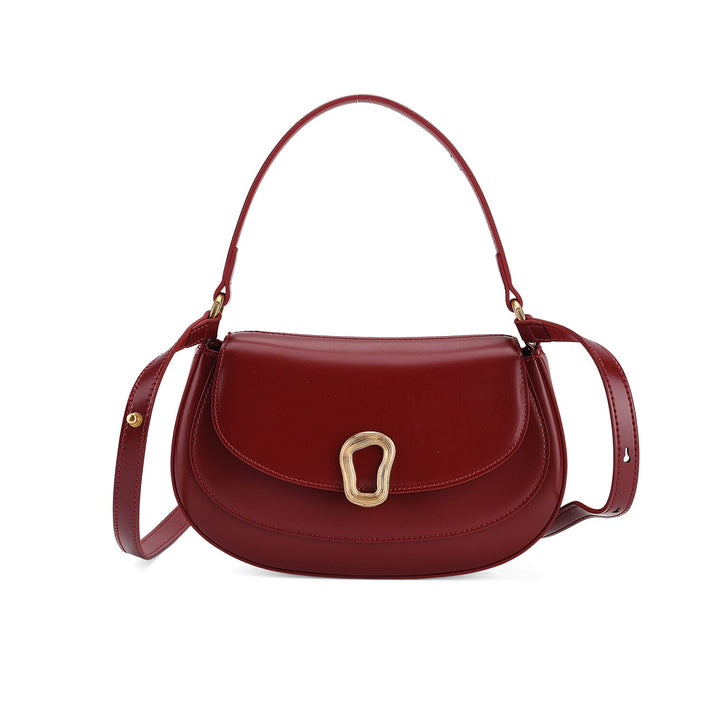 Grand Pelle Genuine Leather Saddle Crossbody Bag - Red 8243641 1