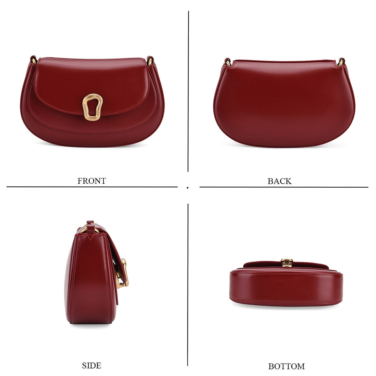 Grand Pelle Genuine Leather Saddle Crossbody Bag - Red V32621396 5