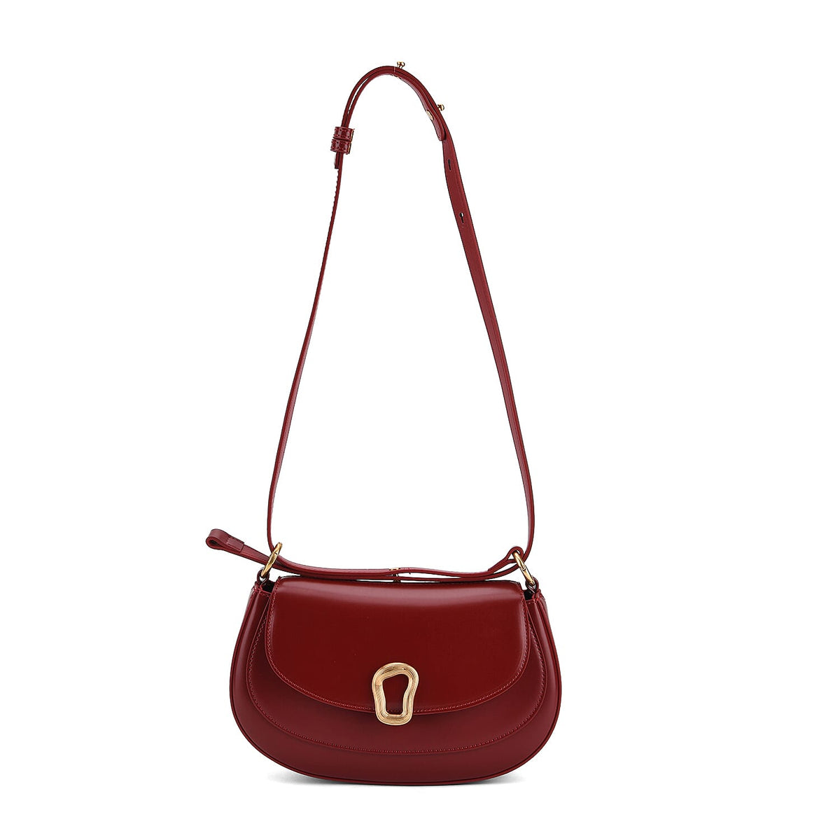 Grand Pelle Genuine Leather Saddle Crossbody Bag - Red V32621396 6
