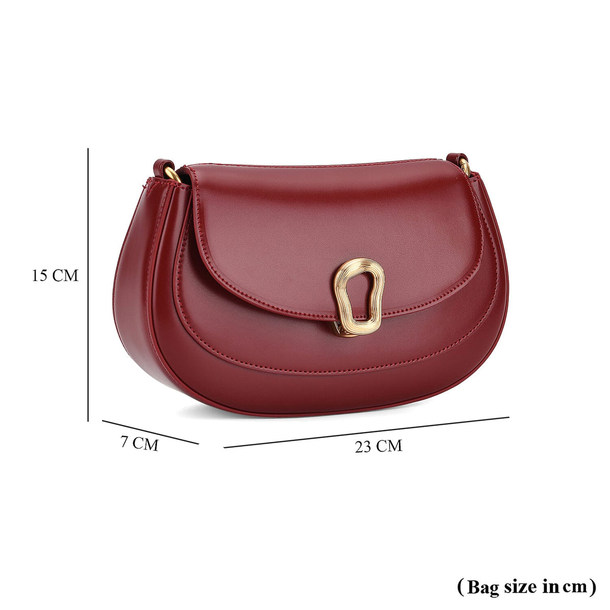 Grand Pelle Genuine Leather Saddle Crossbody Bag - Red V32621396 8