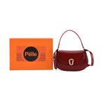 Grand Pelle Genuine Leather Saddle Crossbody Bag - Red