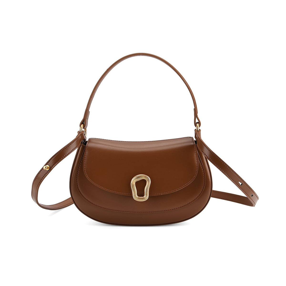 Grand Pelle Genuine Leather Saddle Crossbody Bag - Tan V32515884 0