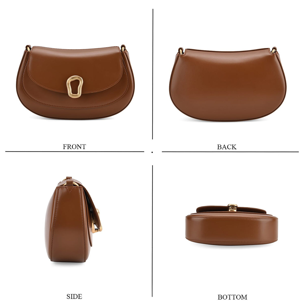 Grand Pelle Genuine Leather Saddle Crossbody Bag - Tan V32515884 5
