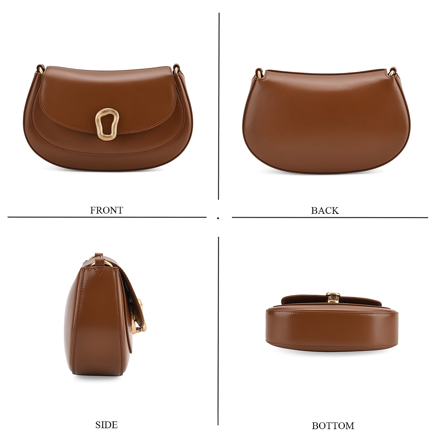 Grand Pelle Genuine Leather Saddle Crossbody Bag - Tan V32515884 5