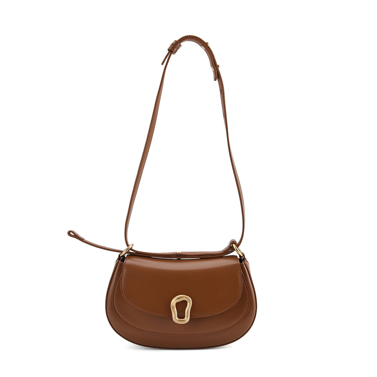 Grand Pelle Genuine Leather Saddle Crossbody Bag - Tan V32515884 6