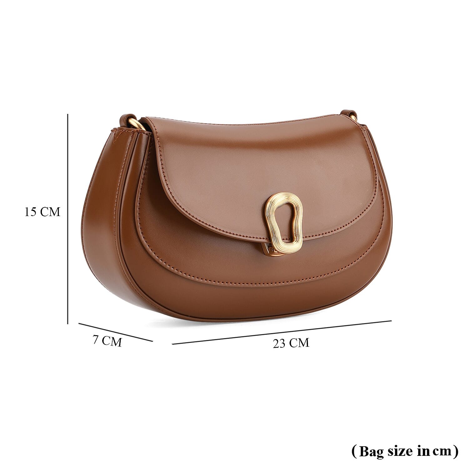 Grand Pelle Genuine Leather Saddle Crossbody Bag - Tan V32515884 8