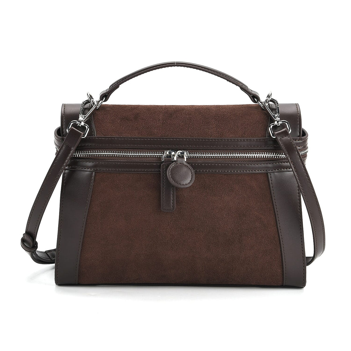 Grand Pelle Genuine Leather Satchel Handbag with Shoulder Strap - Coffee 8250135 0