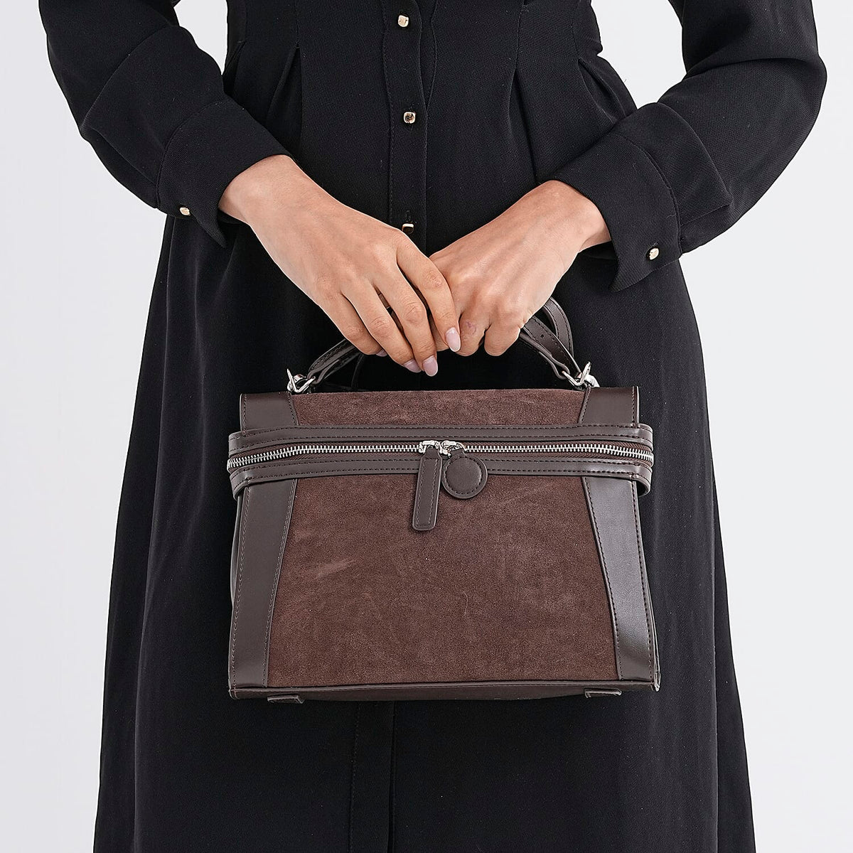Grand Pelle Genuine Leather Satchel Handbag with Shoulder Strap - Coffee 8250135 4