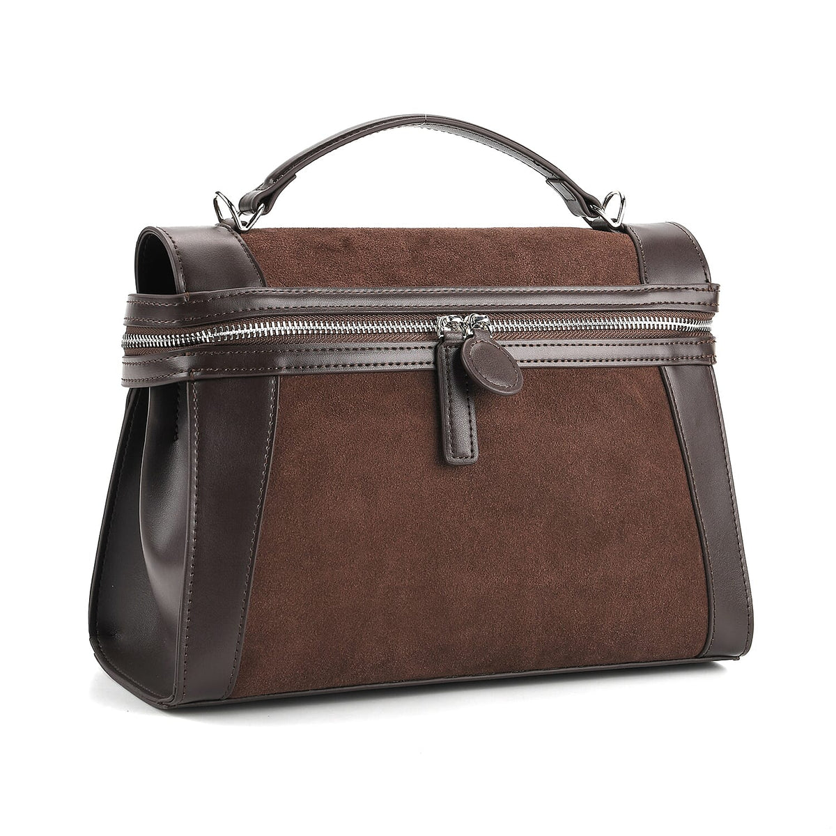 Grand Pelle Genuine Leather Satchel Handbag with Shoulder Strap - Coffee 8250135 8