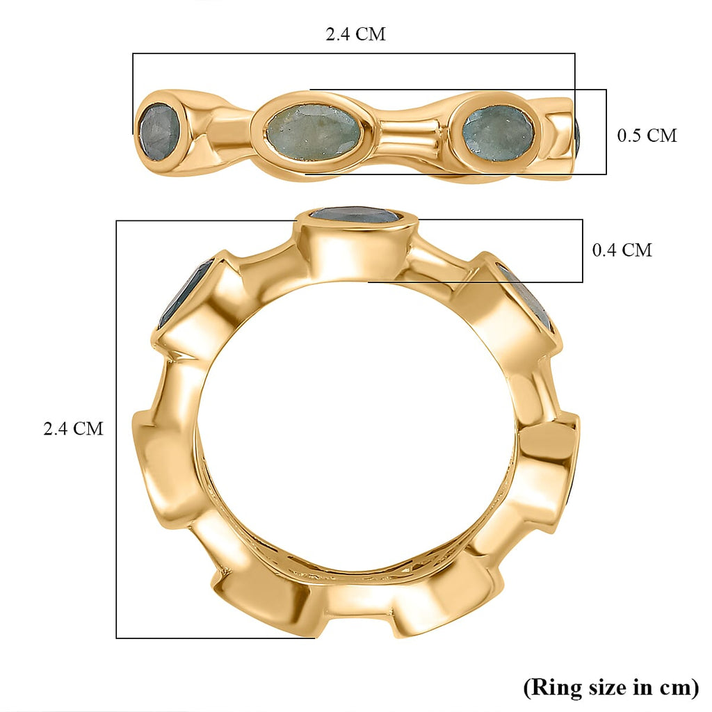 Grandidierite Band Ring in 18K YG Vermeil Sterling Silver 1.65 Ct