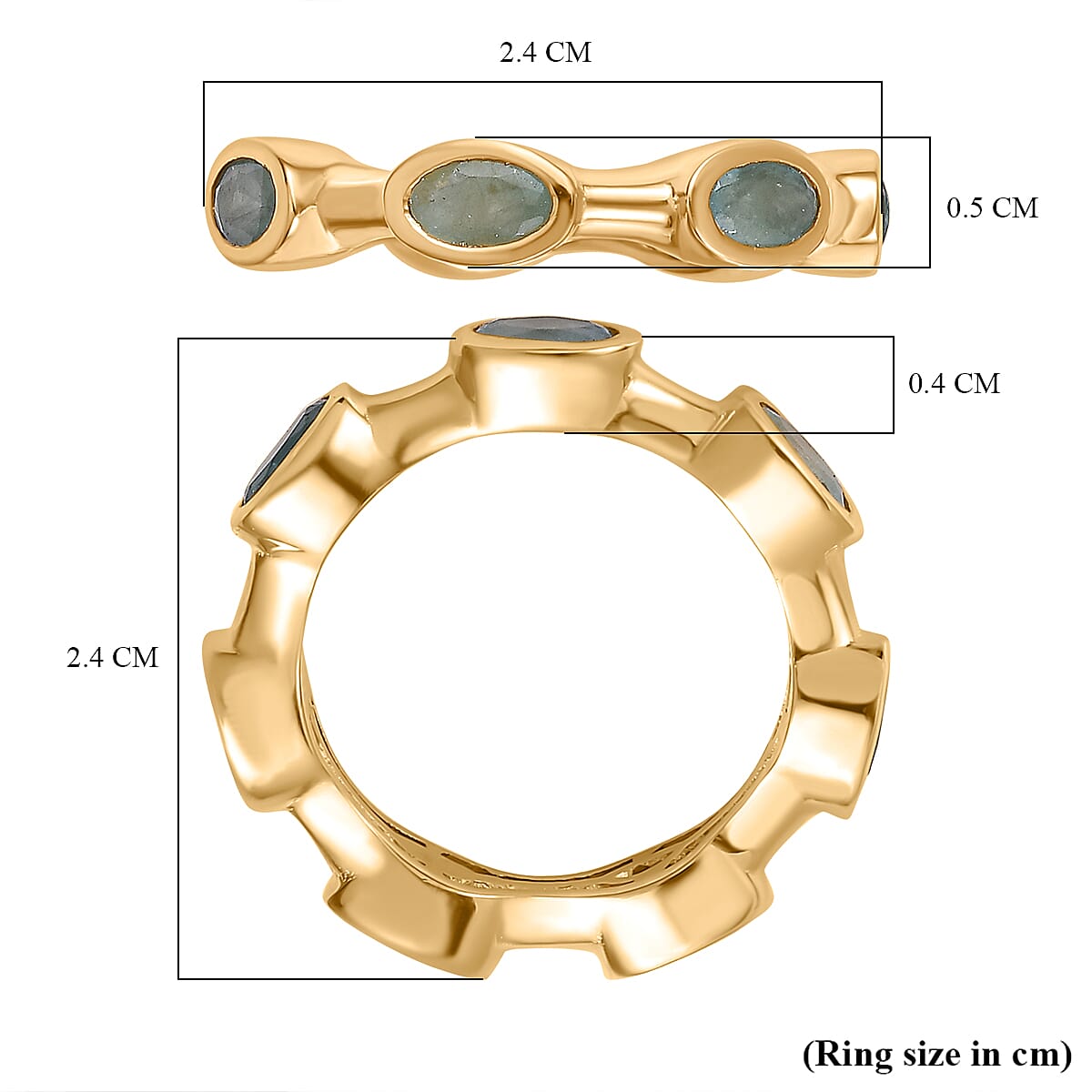 Grandidierite Full Eternity Band Ring in 18K Yellow Gold Vermeil Plated Sterling Silver 1.65 Ct 7783745 5