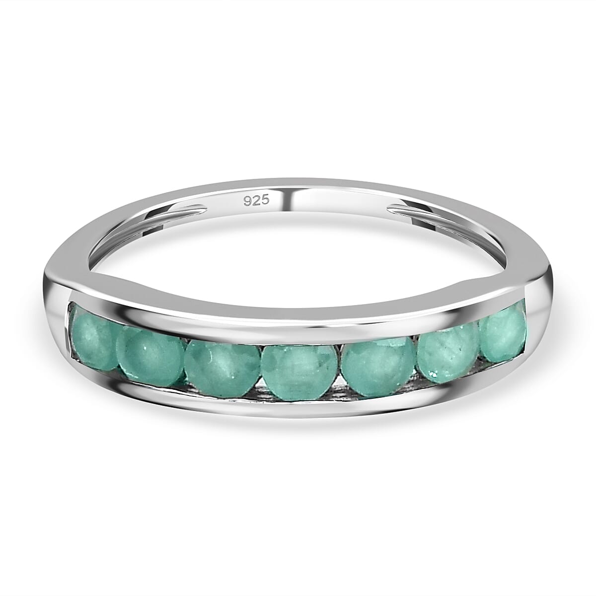 Grandidierite Half-Eternity Wedding Band Ring in Platinum Overlay Sterling Silver 1.12 Ct 7533012 0