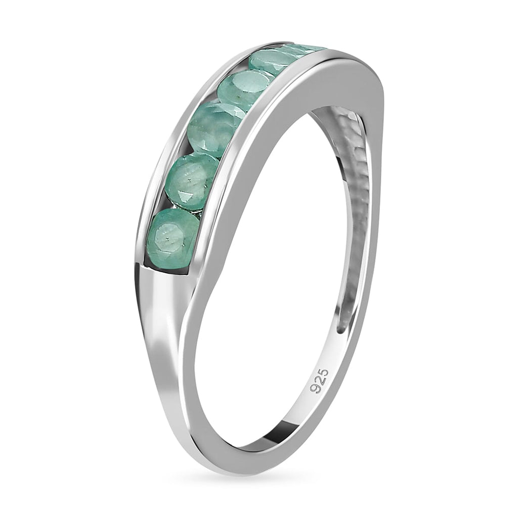 Grandidierite Half-Eternity Band Ring in Platinum Overlay Sterling Silver 1.12 Ct