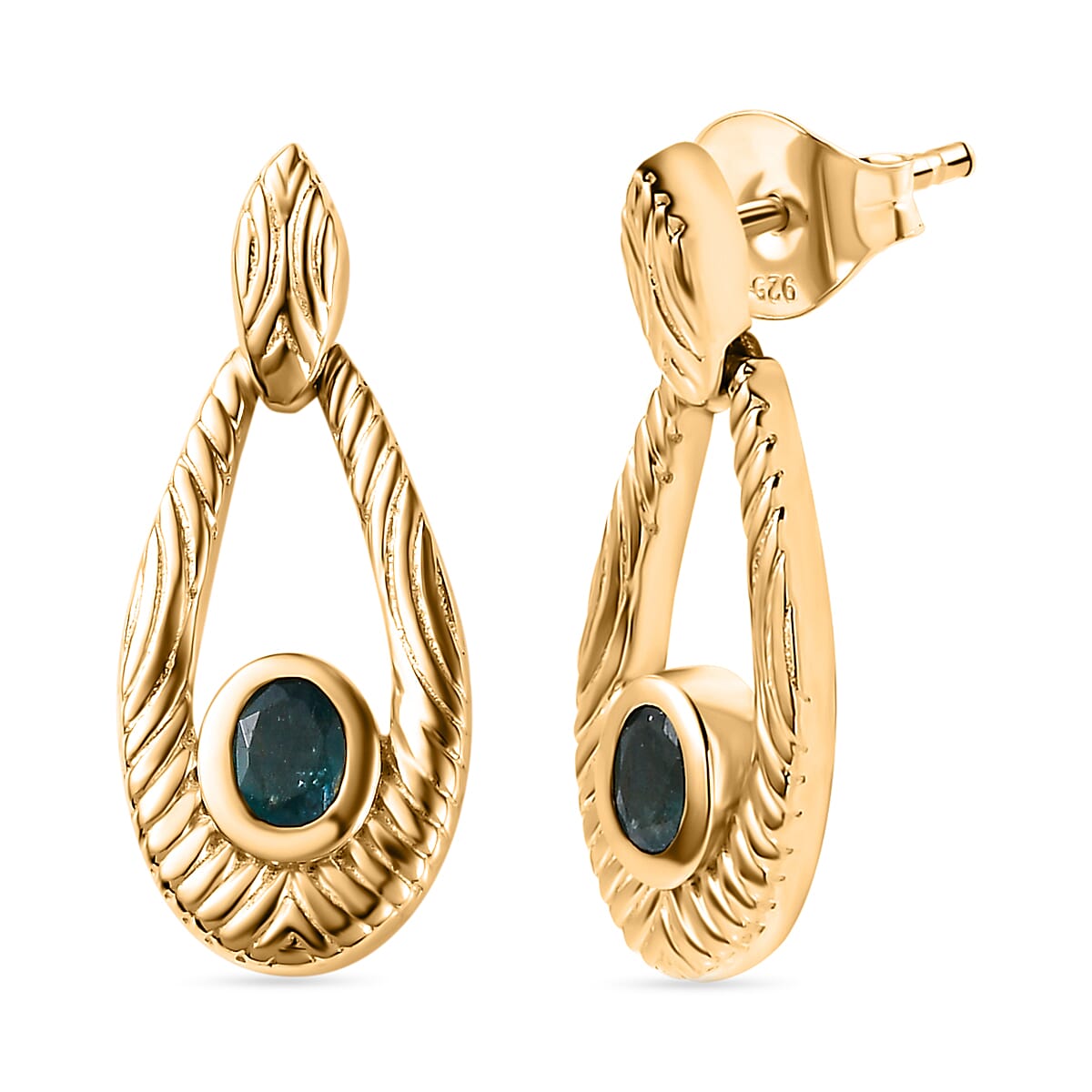 Grandidierite Solitaire Dangle Earrings in 18K Yellow Gold Vermeil Plated Sterling Silver 7801342 0