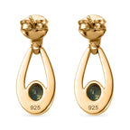Grandidierite Solitaire Dangle Earrings in 18K YG Vermeil Plated Sterling Silver