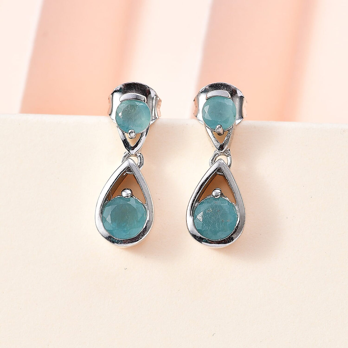Grandidierite Dangle Earrings in Rhodium Overlay Sterling Silver 1.60 Ct 7801359 1