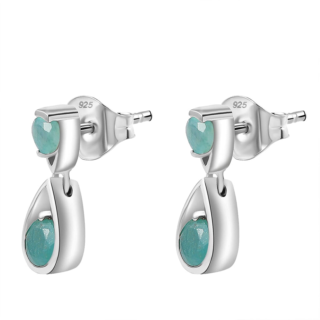 Grandidierite Dangle Earrings in Rhodium Overlay Sterling Silver 1.60 Ct