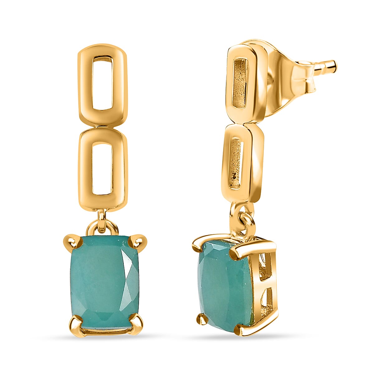 Grandidierite Dangle Earrings in 18K Yellow Gold Vermeil Plated Sterling Silver 2.03 Ct 7574541 0