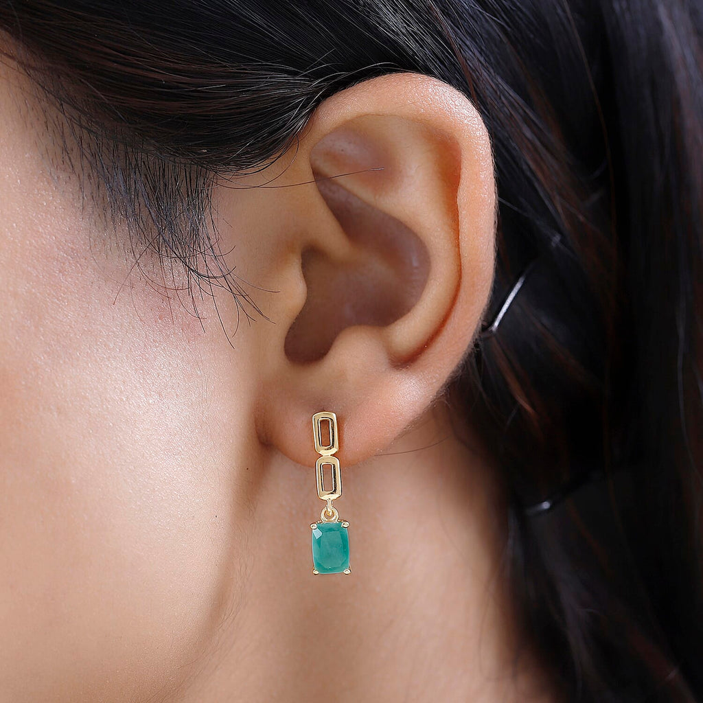 Grandidierite Dangle Earrings in 18K Yellow Gold Vermeil Plated Sterling Silver 2.03 Ct