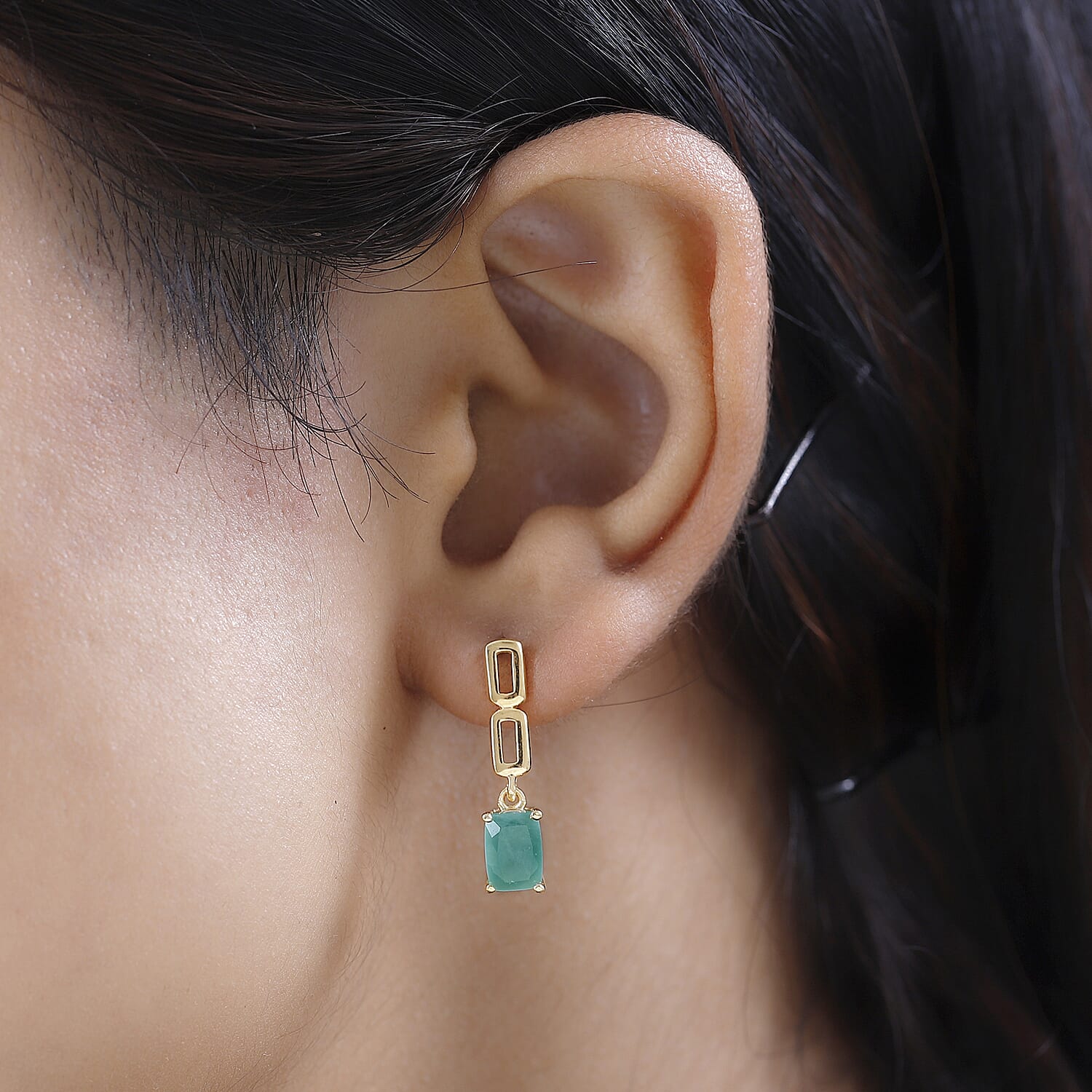 Grandidierite Dangle Earrings in 18K Yellow Gold Vermeil Plated Sterling Silver 2.03 Ct 7574541 2