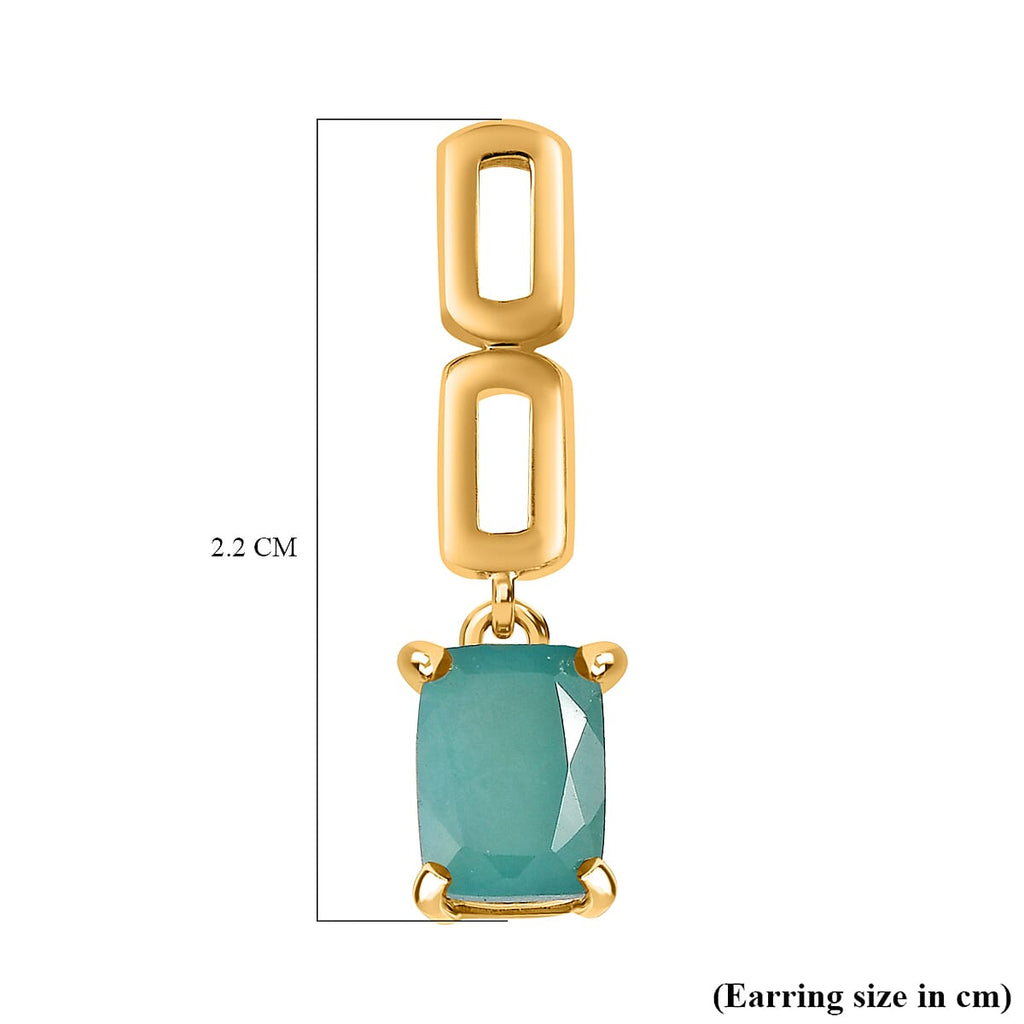 Grandidierite Dangle Earrings in 18K Yellow Gold Vermeil Plated Sterling Silver 2.03 Ct