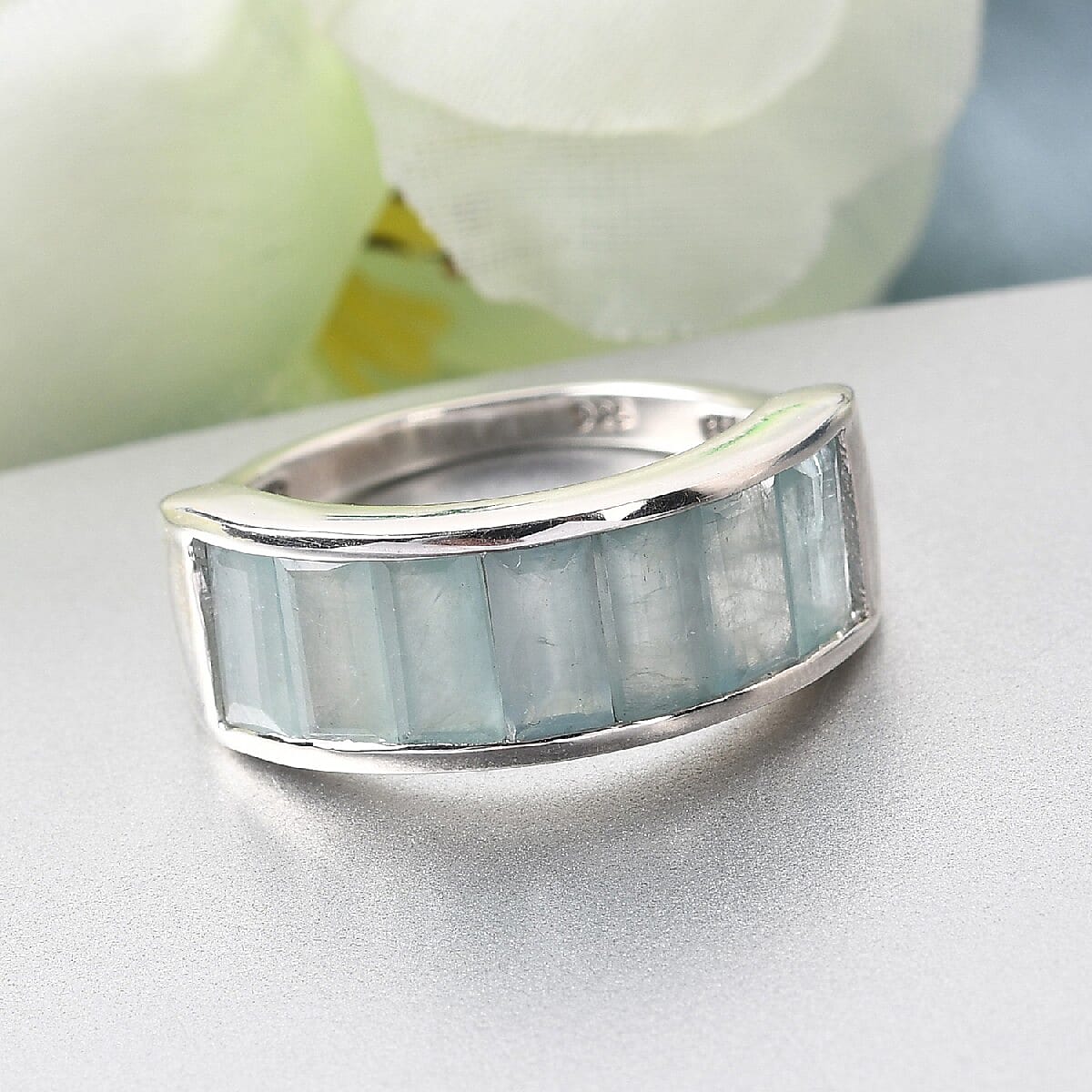 Grandidierite Half Eternity Ring in Platinum Overlay Sterling Silver 2.460 Ct. 3829301 2
