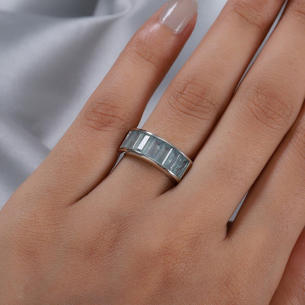 Grandidierite Half Eternity Ring in Platinum Overlay Sterling Silver 2.46 Ct.
