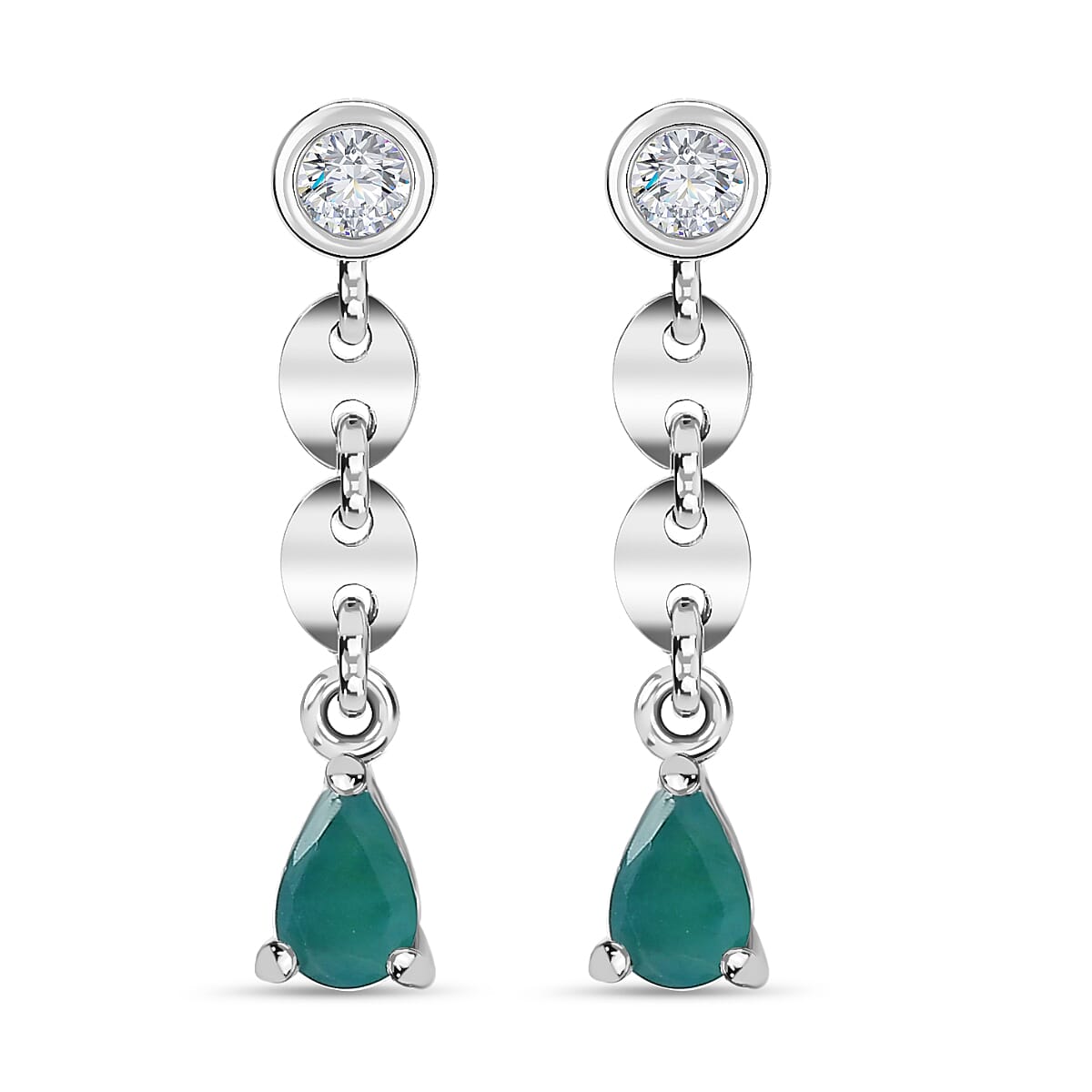 Grandidierite &amp; Moissanite Dangle Earrings in Rhodium Overlay Sterling Silver 7801078 0