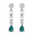 Grandidierite & Moissanite Dangle Earrings in Rhodium Overlay Sterling Silver
