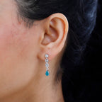Grandidierite & Moissanite Dangle Earrings in Rhodium Overlay Sterling Silver