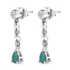 Grandidierite & Moissanite Dangle Earrings in Rhodium Overlay Sterling Silver
