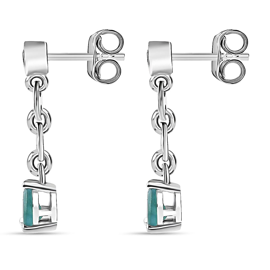 Grandidierite & Moissanite Dangle Earrings in Rhodium Overlay Sterling Silver