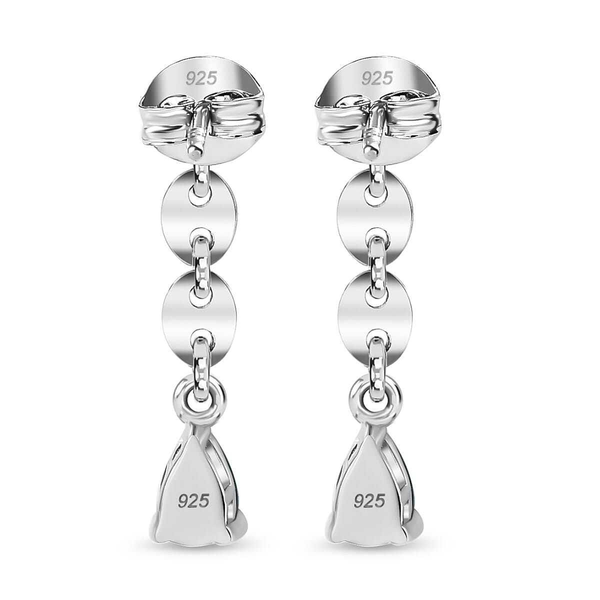 Grandidierite &amp; Moissanite Dangle Earrings in Rhodium Overlay Sterling Silver 7801078 5