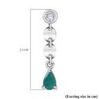 Grandidierite & Moissanite Dangle Earrings in Rhodium Overlay Sterling Silver