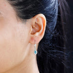 Grandidierite & Moissanite Earrings in Rhodium Overlay Sterling Silver