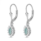 Grandidierite & Moissanite Earrings in Rhodium Overlay Sterling Silver