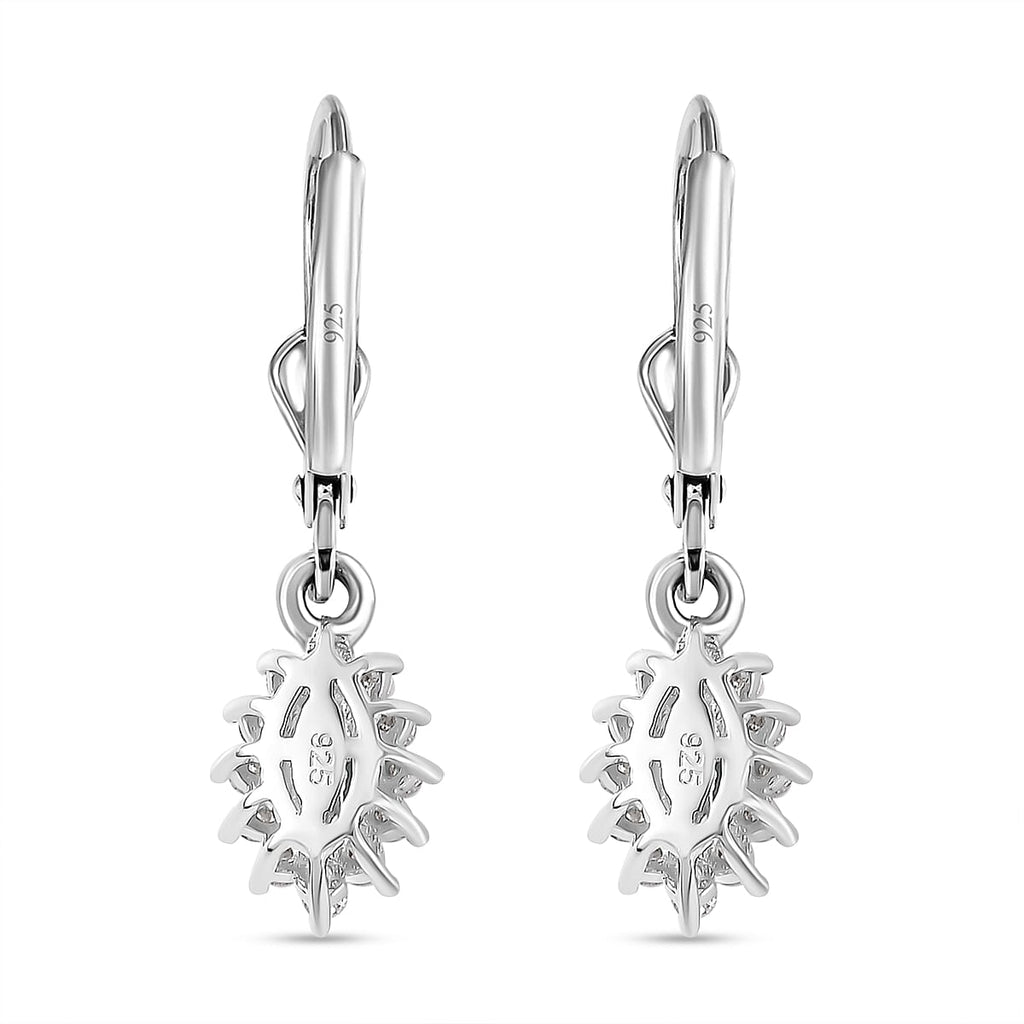 Grandidierite & Moissanite Earrings in Rhodium Overlay Sterling Silver