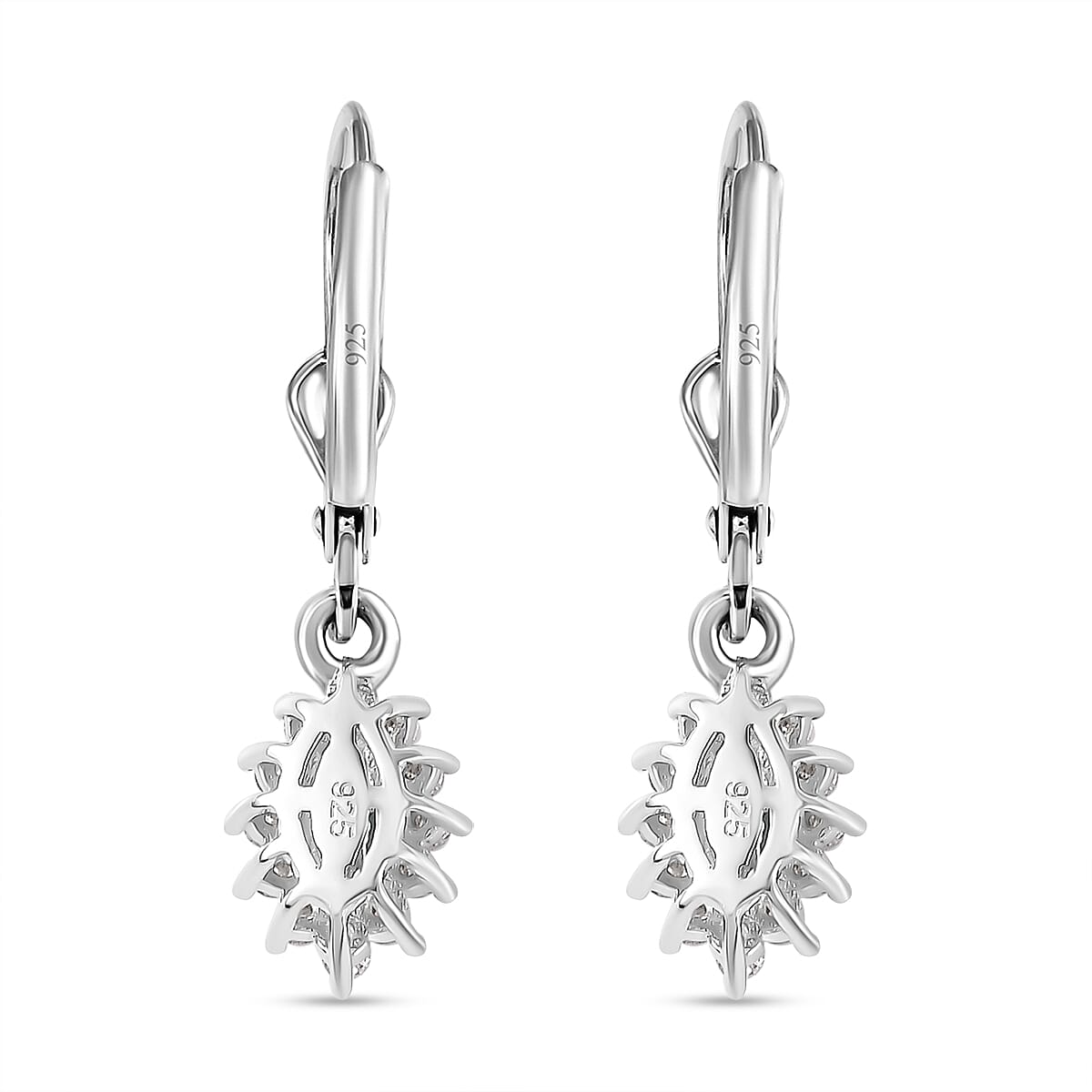 Grandidierite and Moissanite Halo Earrings in Rhodium Overlay Sterling Silver 7801379 5