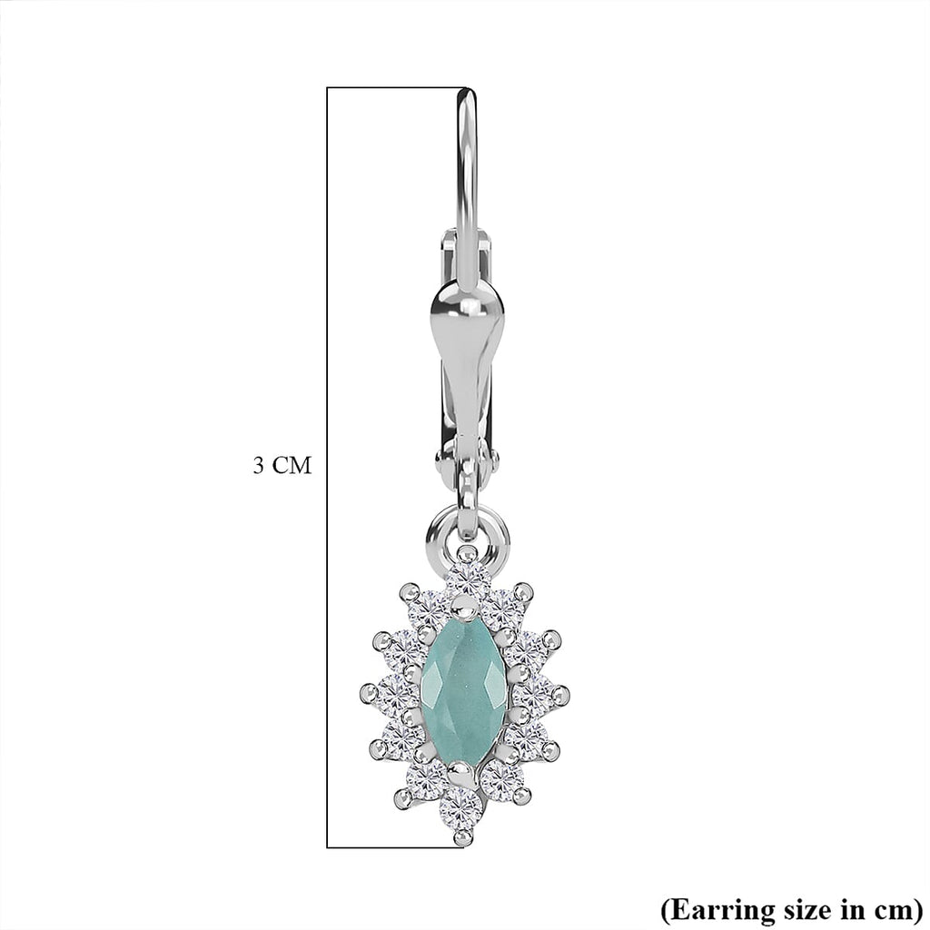 Grandidierite & Moissanite Earrings in Rhodium Overlay Sterling Silver