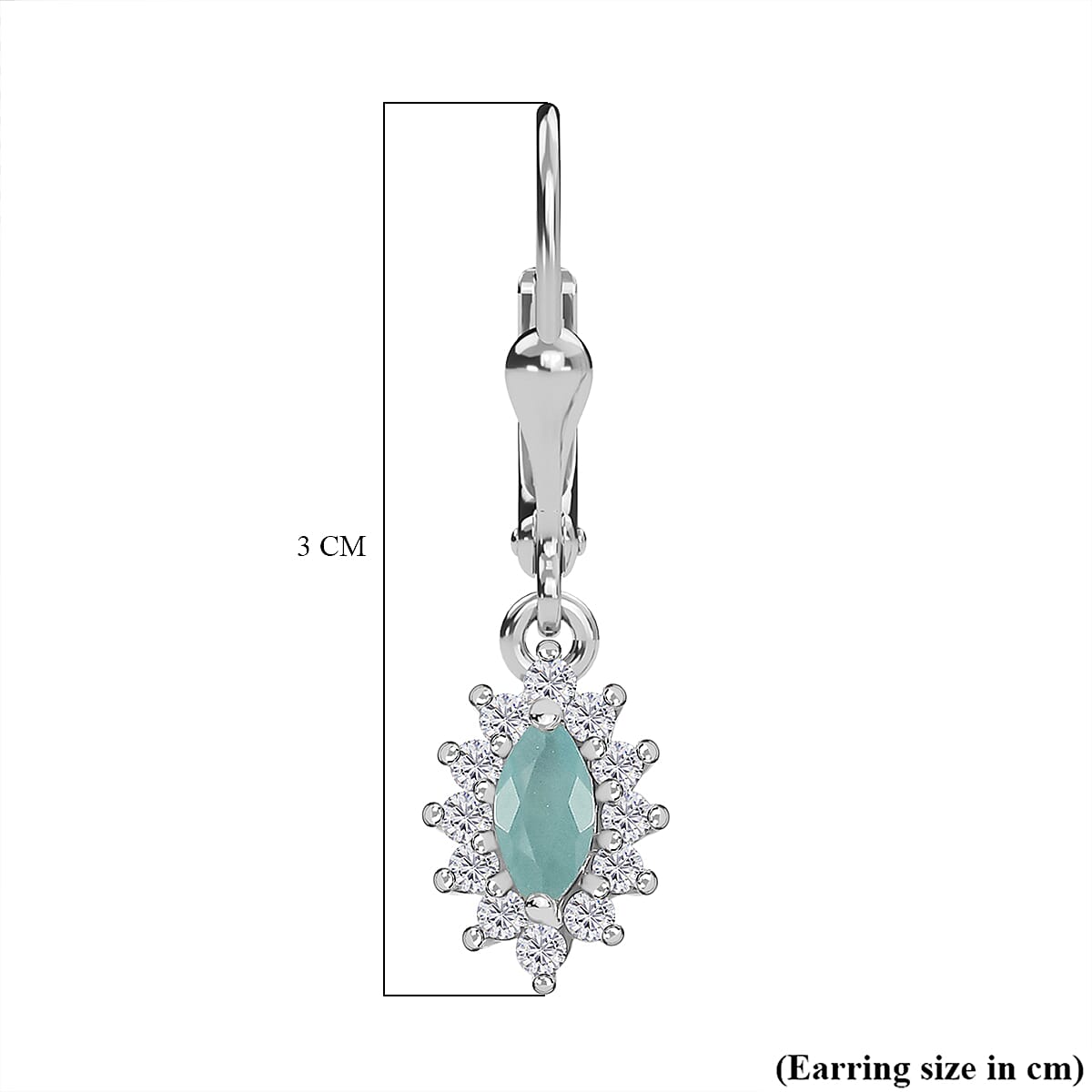 Grandidierite and Moissanite Halo Earrings in Rhodium Overlay Sterling Silver 7801379 6
