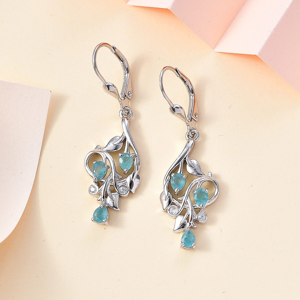 Grandidierite &amp; Natural Zircon Dangle Earrings in Rhodium Overlay Sterling Silver 1.03 Ct 7801296 1