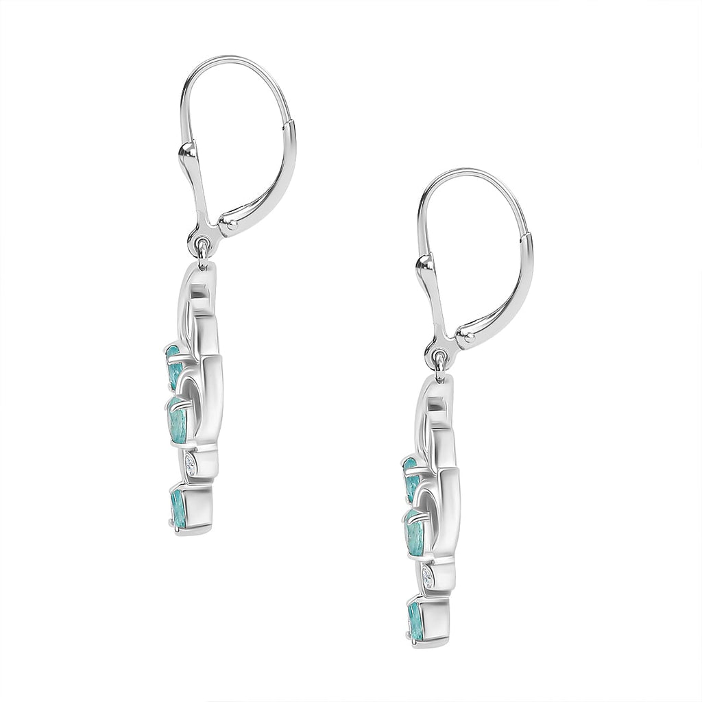 Grandidierite & Natural Zircon Dangle Earrings in Rhodium Overlay Sterling Silver 1.03 Ct