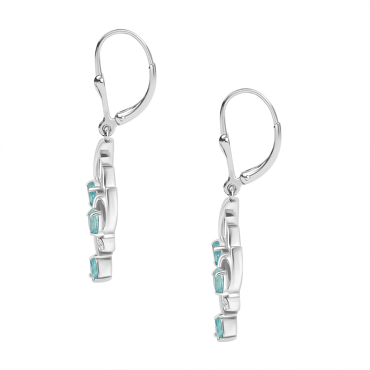 Grandidierite &amp; Natural Zircon Dangle Earrings in Rhodium Overlay Sterling Silver 1.03 Ct 7801296 3