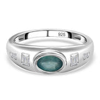 Grandidierite and Natural Zircon Ring in Platinum Overlay Sterling Silver