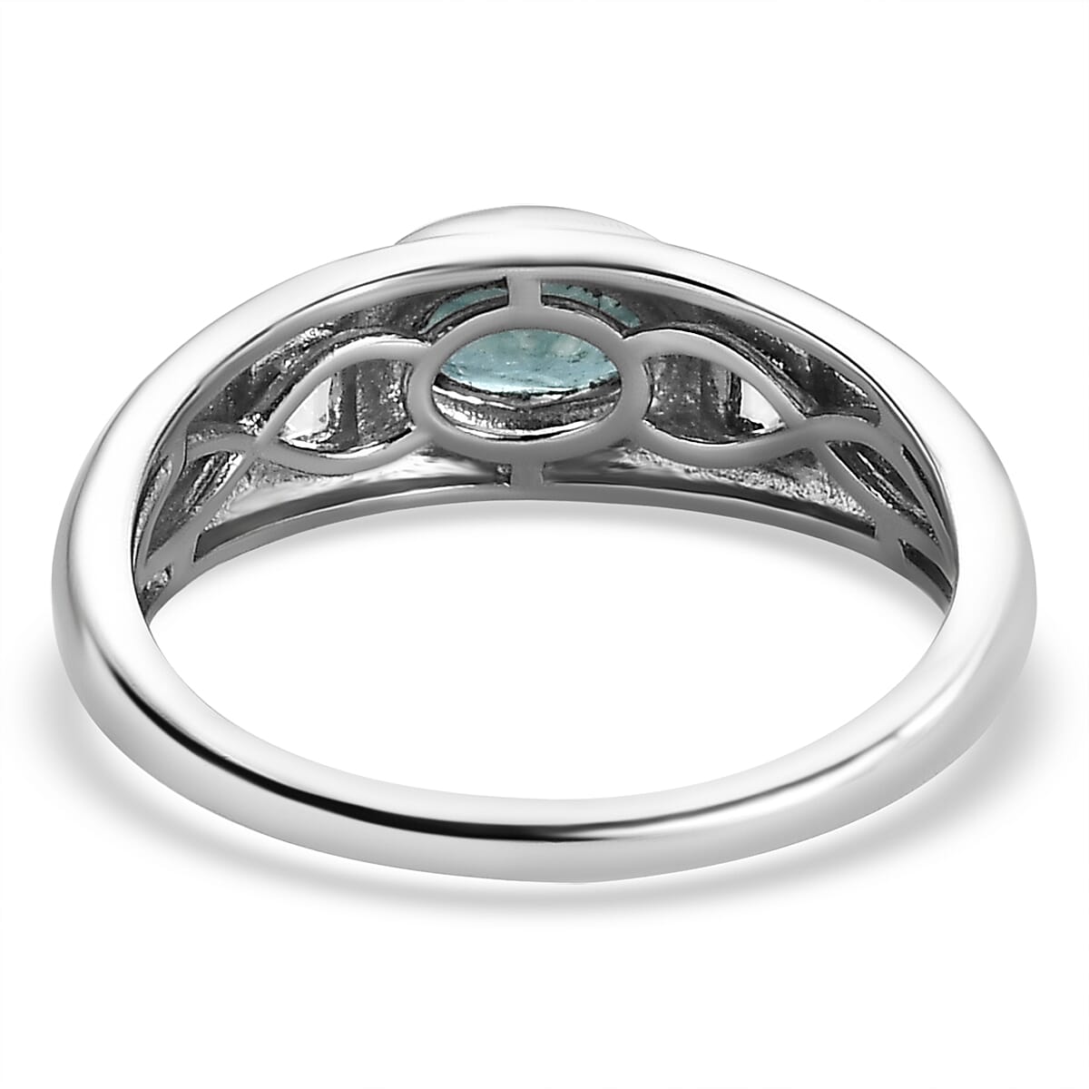 Grandidierite ,  White Zircon  Fancy Ring in Platinum Overlay Sterling Silver 0.51 ct  0.778  Ct. 7574518 4