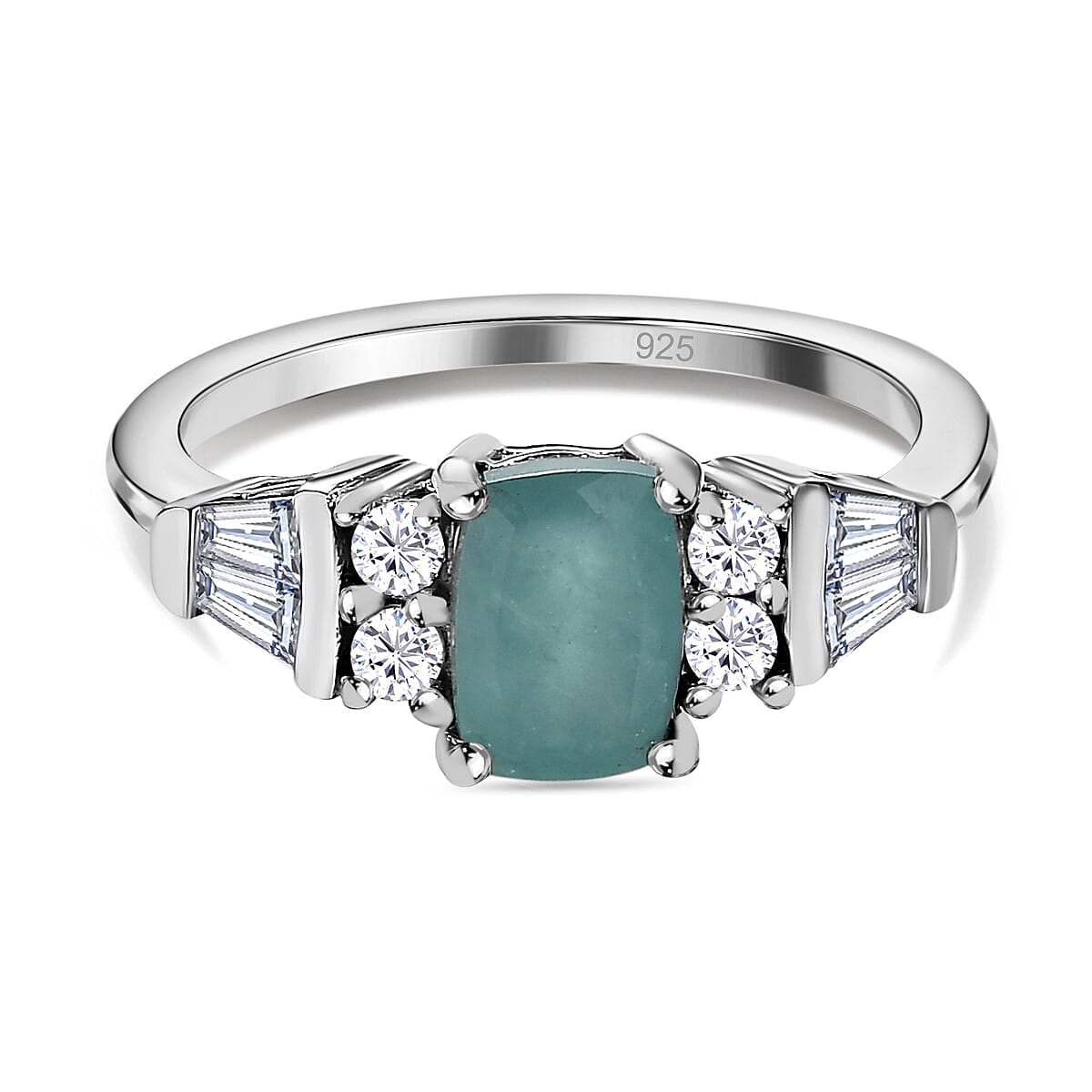 Grandidierite and Natural Zircon Ring in Platinum Overlay Sterling Silver 1.52 Ct. 7574646 0