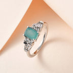 Grandidierite and Natural Zircon Ring in Platinum Overlay Sterling Silver 1.52 Ct.